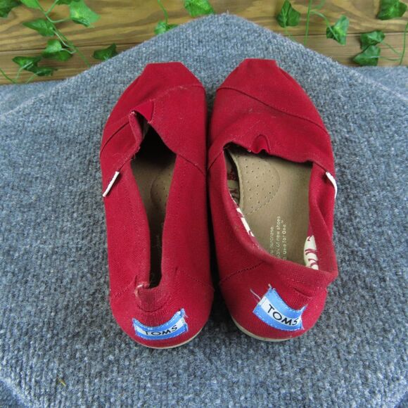 TOMS Women's Loafer Flat Red Fabric Size 6.5M Gently Used 2025 - Picture 4 of 6